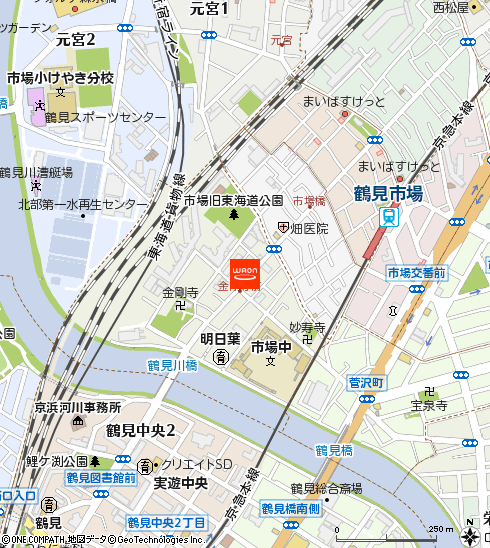 まいばすけっと鶴見市場下町店付近の地図